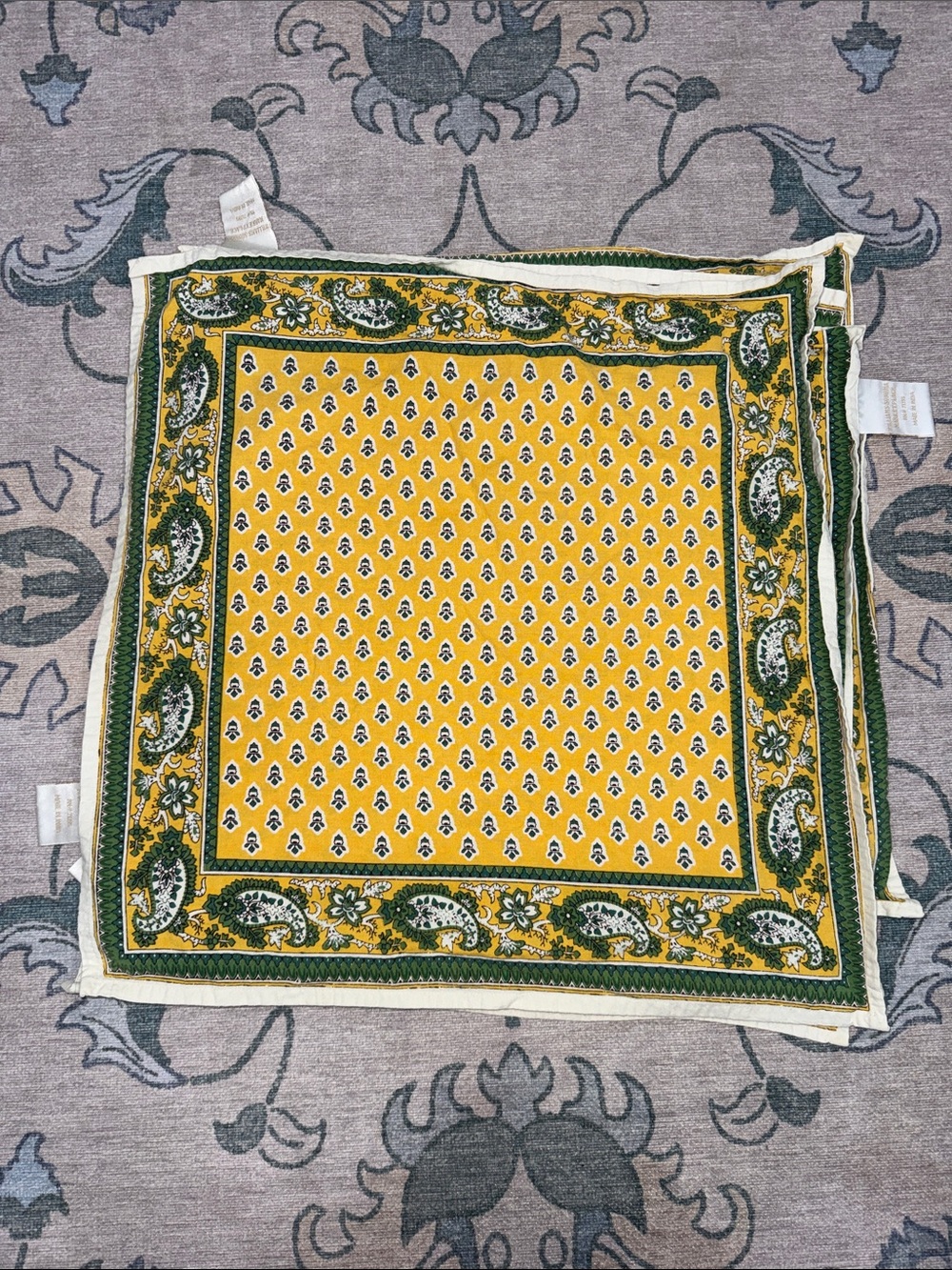 Williams Sonoma Yellow and Green Paisley Cotton Napkin Set of 4 (20" x 20")